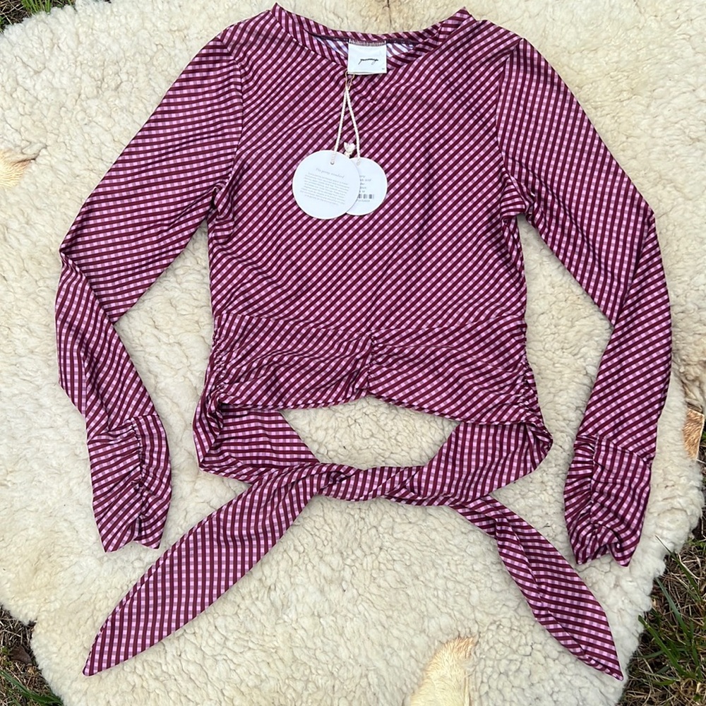 Peony Swimwear, Purple Gingham print, Rash gaurd,  AUS Medium